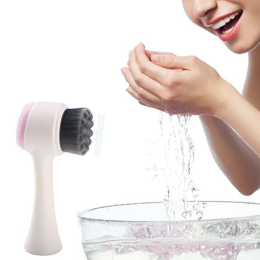 Bamboo charcoal silicone double-sided cleansing brush deep cleansing mild exfoliating oil control blackhead cleansing