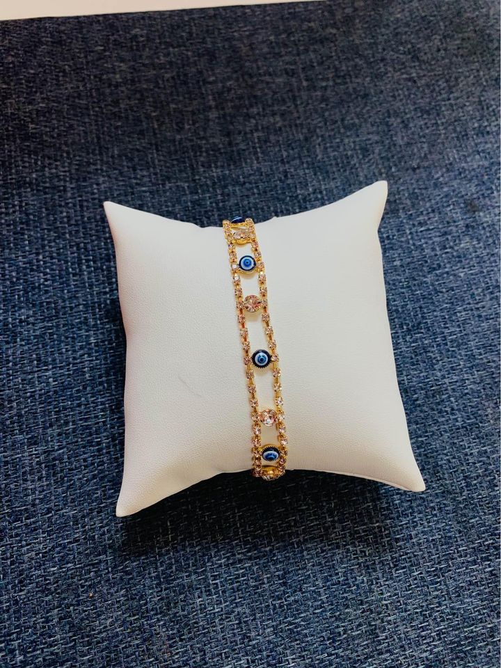 stunning design Blue evil eye gold toned fashion bracelet