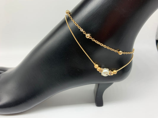 Gold toned Beautiful pearl Anklets