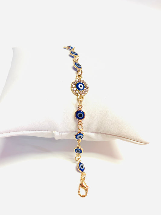 Gold plated evil eye protection bracelet