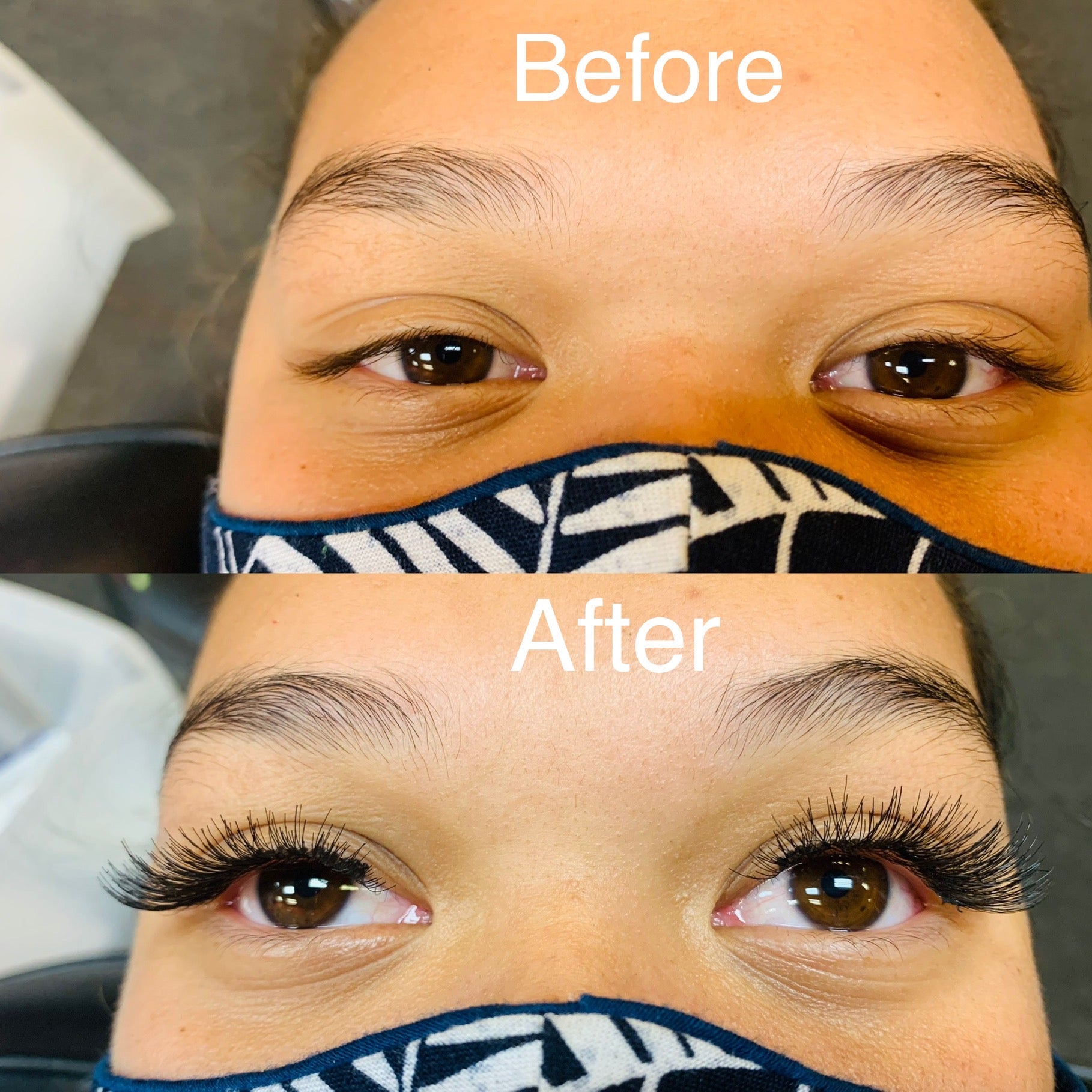 eyelash extension before and after picture
